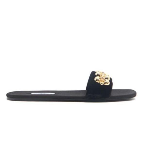 New PRADA Jeweled Velvet Sandals / Slides  $750 w/ Gold & Jewels - Picture 3 of 15